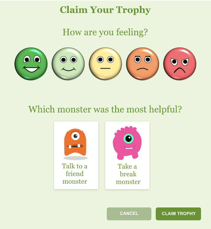 Prototype screen asking 'What monster are you battling?' with cards for Missing supply monster and Doesn't turn on monster